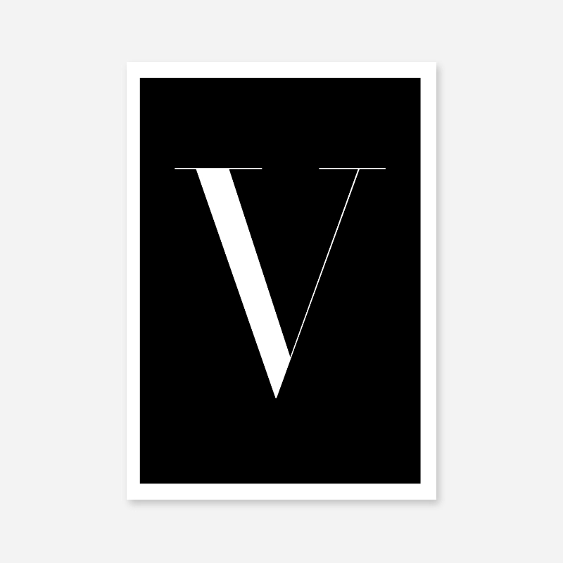 Letter V typographical minimalist free printable wall art, digital print