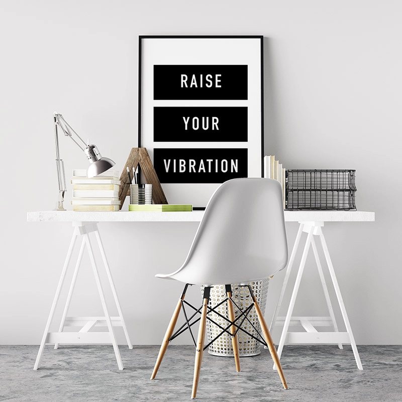 Raise your vibration motivational quote downloadable typography design, digital print
