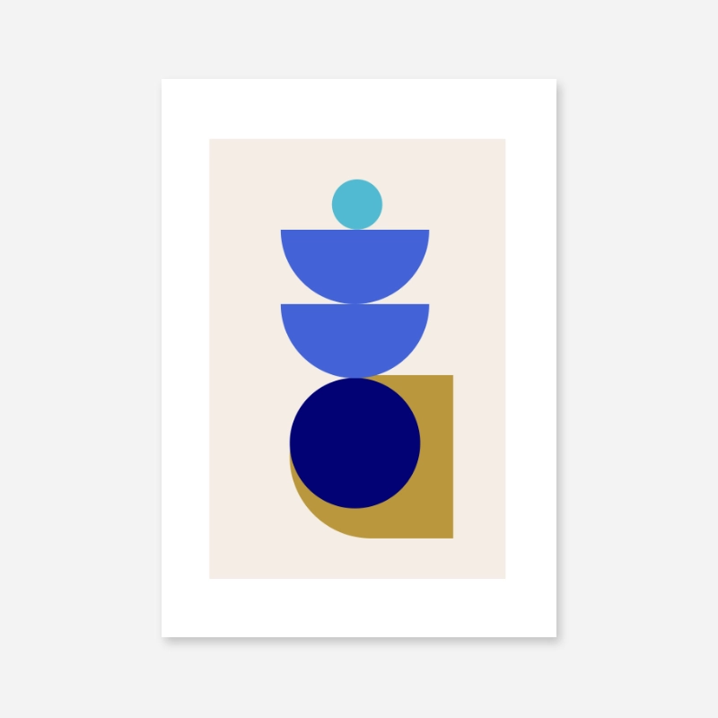 Flashy blue gold khaki half moon style abstract minimalist printable wall art design to print at home, free digital print