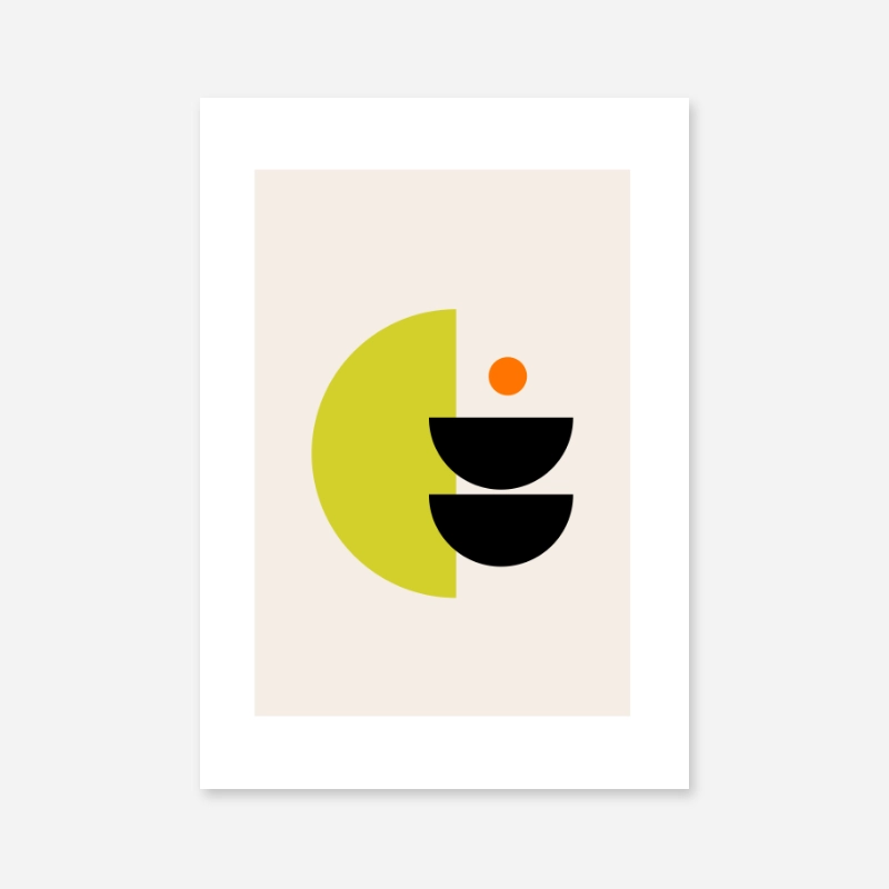 Bright flashy green black and orange half moon like abstract minimalist printable wall art design to print at home, free digital print