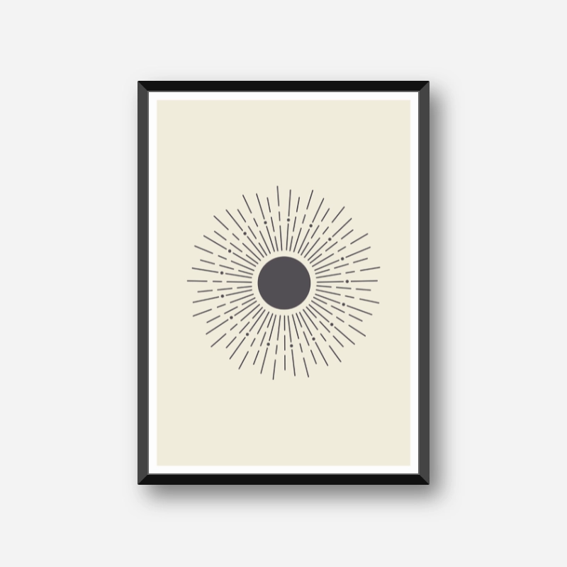Abstract sunshine like minimalist wall art design part of a set of three free digital print