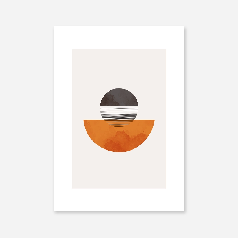 Orange half moon modern abstract minimalist wall art design free downloadable digital print