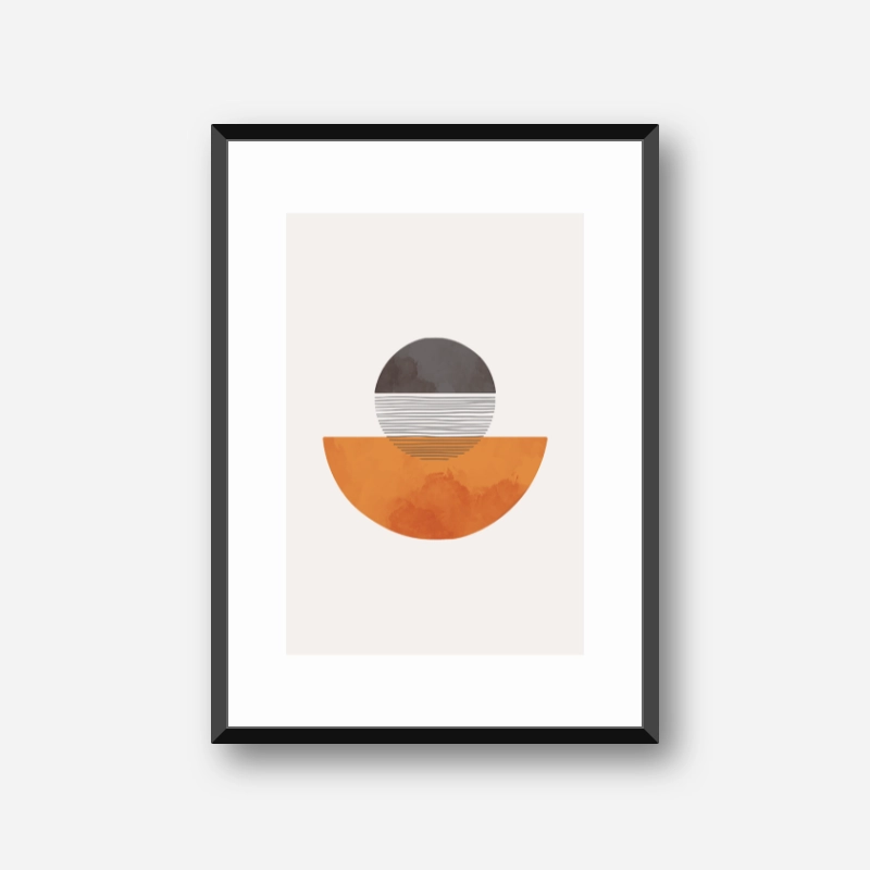 Orange half moon modern abstract minimalist wall art design free downloadable digital print