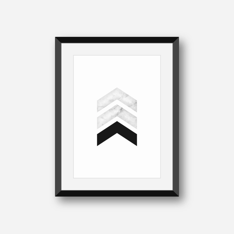 Marble and black chevron triangles geometric minimalist Scandinavian style printable wall art, digital print