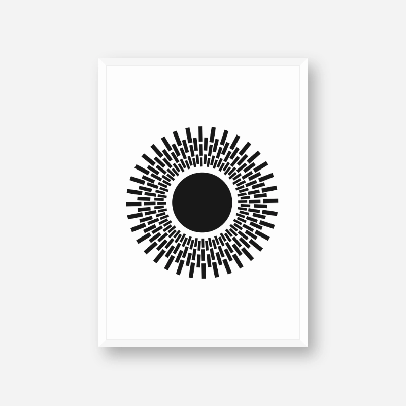Minimalist abstract geometric circle black and white free wall art to print at home