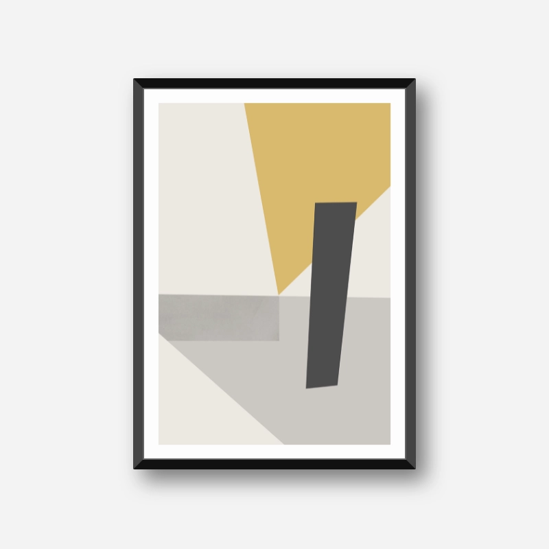 Abstract geometric random shapes in warm neutral colours downloadable art print