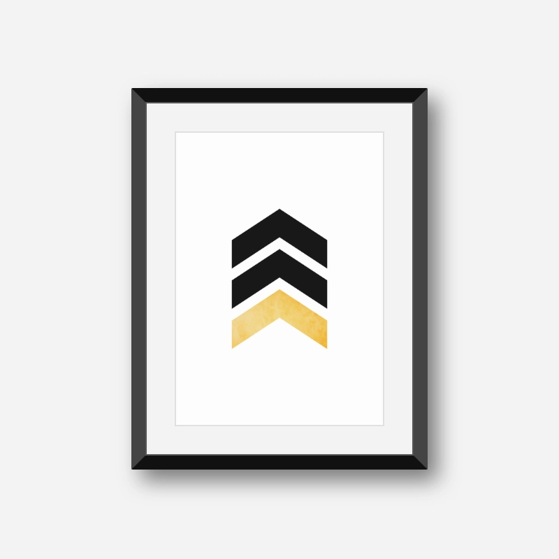 Black and yellow chevron triangles geometric minimalist Scandinavian style printable wall art, digital print