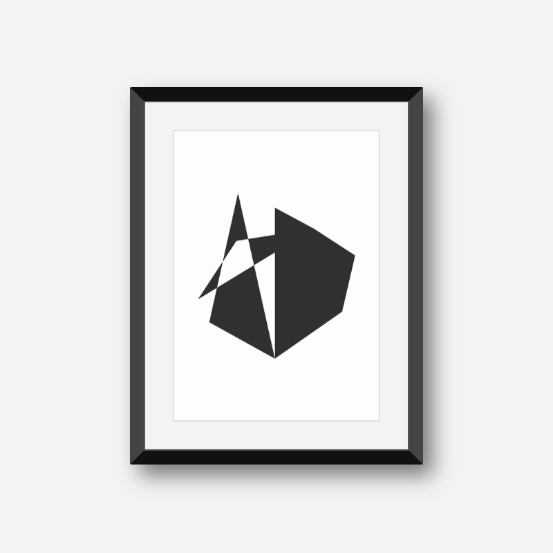 Modern geometric minimalistic black and white triangles rectangles art print
