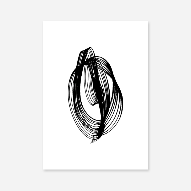 Black and white abstract minimalist chaotic circles art print design digital wall art