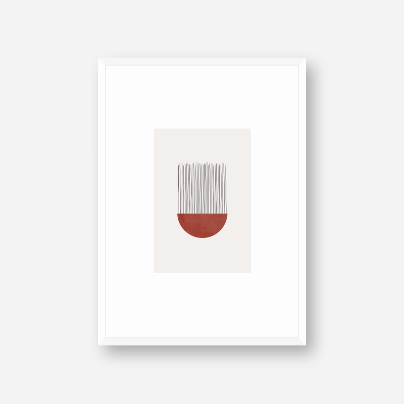 Jellyfish abstract minimalist art print in red and light neutral colours to download