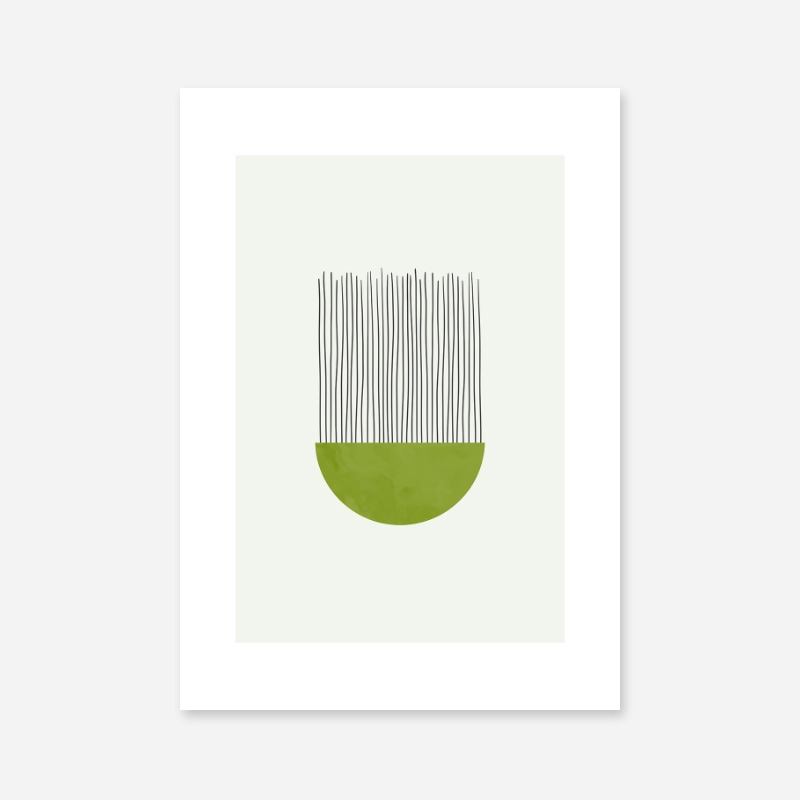 Jellyfish abstract minimalist art print in citron and light green colours