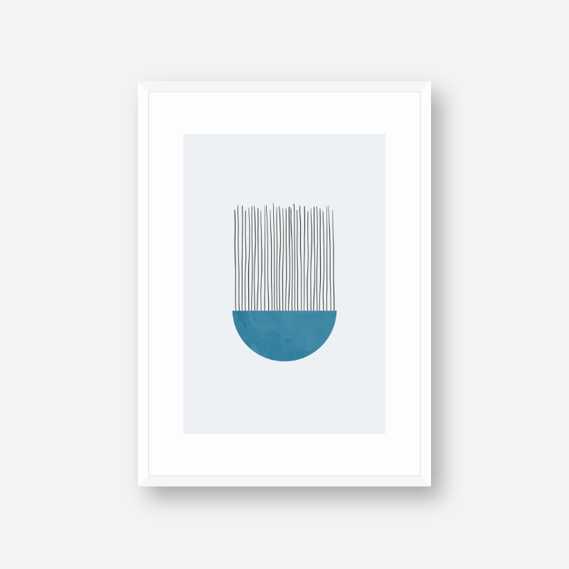 Jellyfish abstract minimalist art print in cg blue and light blue colours