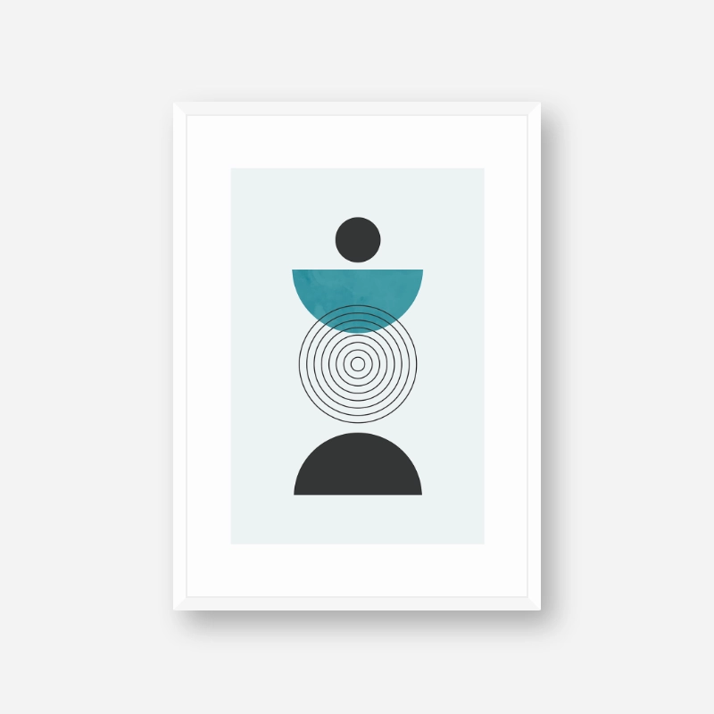 Mid-century abstract minimalist free printable design with teal blue colours 