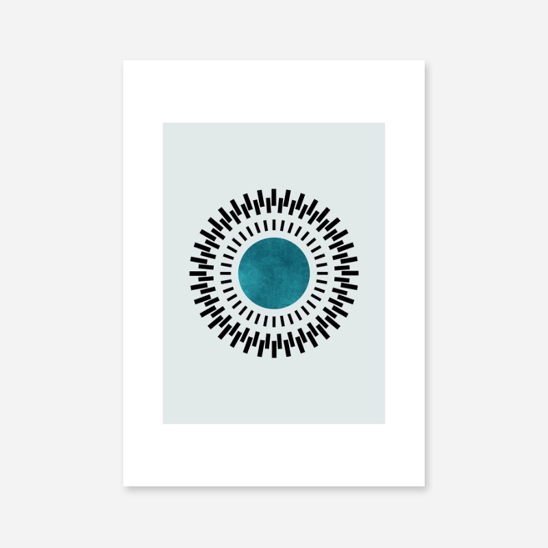 Minimalist abstract geometric teal and black coloured downloadable wall art to print at home