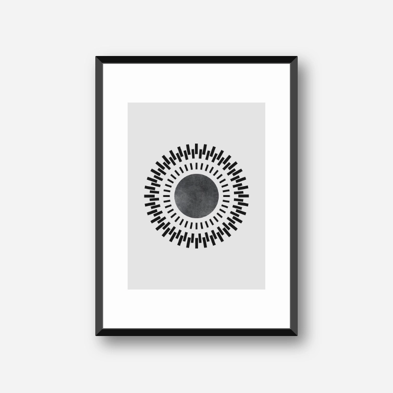 Minimalist abstract geometric grey and black coloured downloadable wall art to print at home