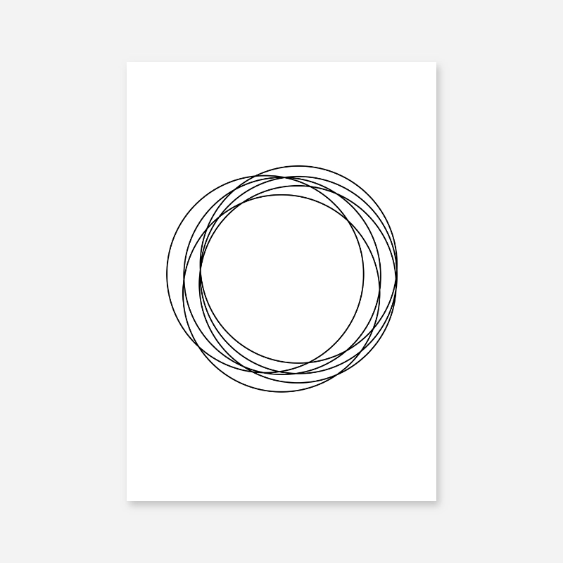 Black circles abstract geometric minimalist Nordic printable wall art, digital print