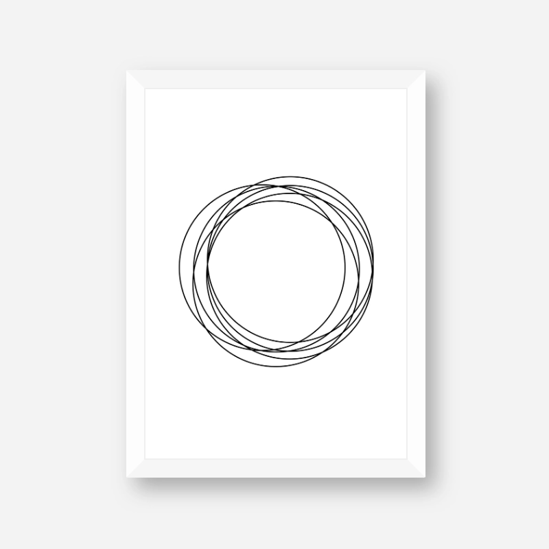 Black circles abstract geometric minimalist Nordic printable wall art, digital print