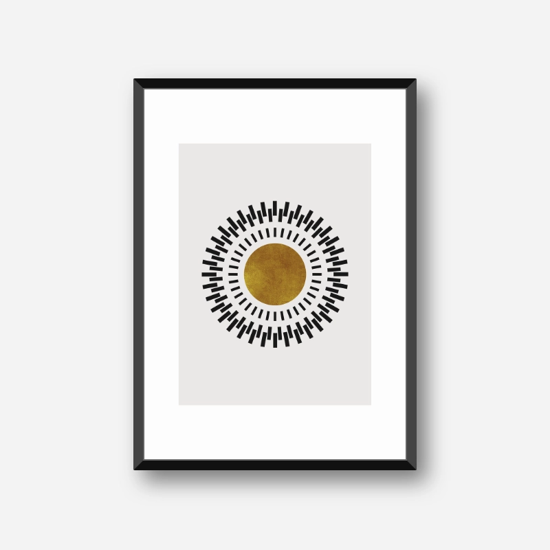 Minimalist abstract geometric black brown beige and gold like downloadable free art print