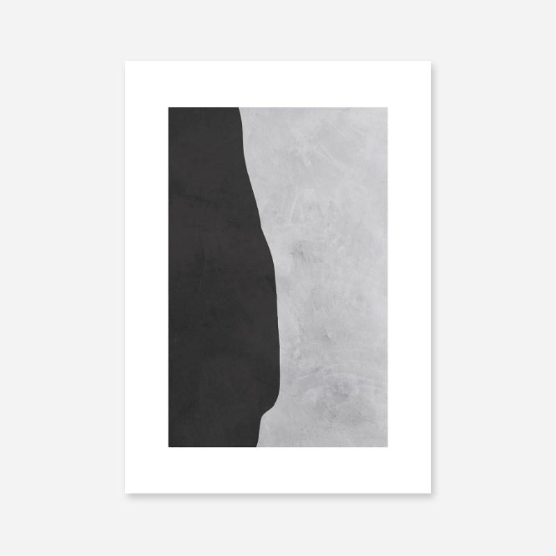 Monochromatic grey black coloured abstract minimalist Nordic free art print with concrete effect