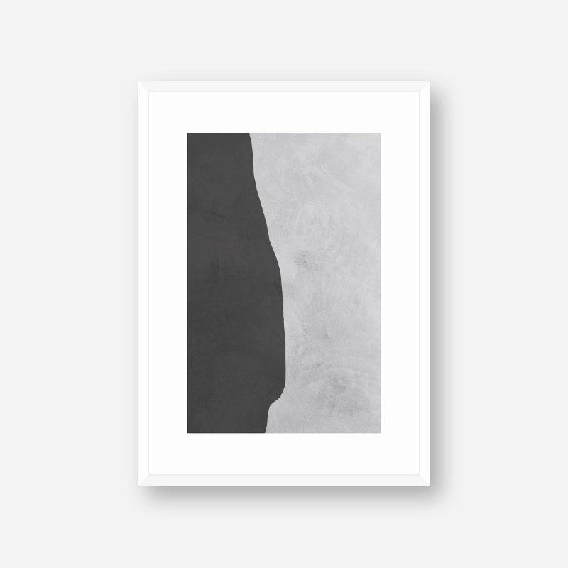 Monochromatic grey black coloured abstract minimalist Nordic free art print with concrete effect