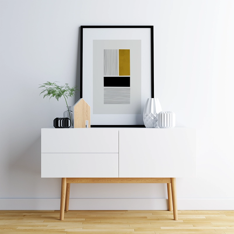 Black and golden boho rectangles and lines minimalist abstract free art print