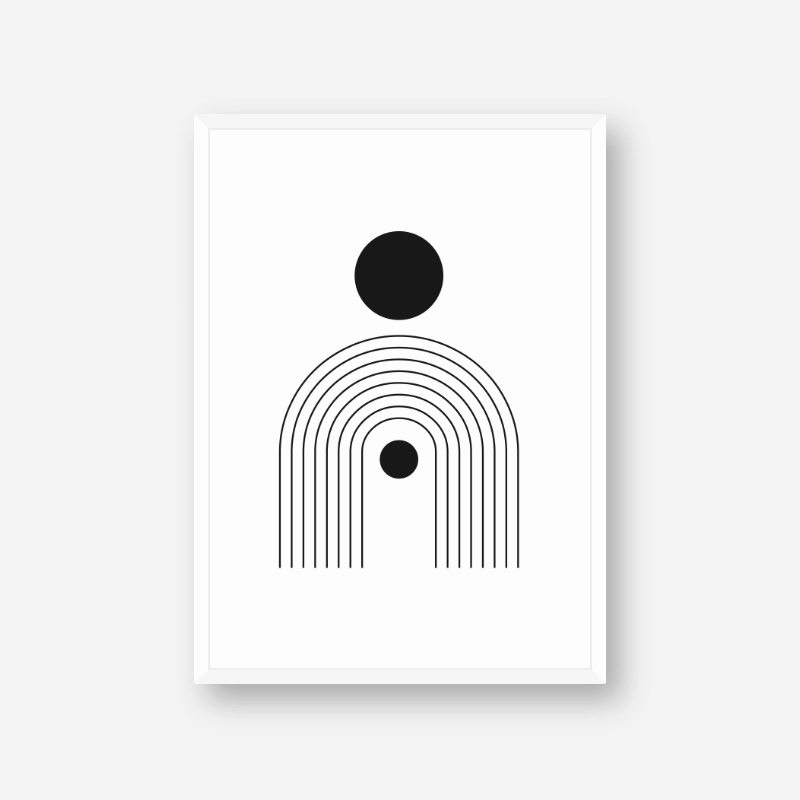 Black circles rainbow fountain style geometric minimalist midcentury modern free digital art print