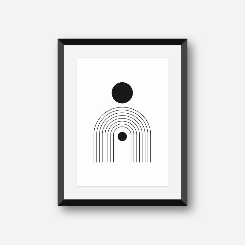 Black circles rainbow fountain style geometric minimalist midcentury modern free digital art print