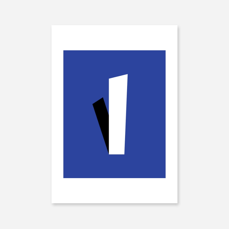 Minimalist geometric black and white rectangle with dark cornflower blue background free digital art print design