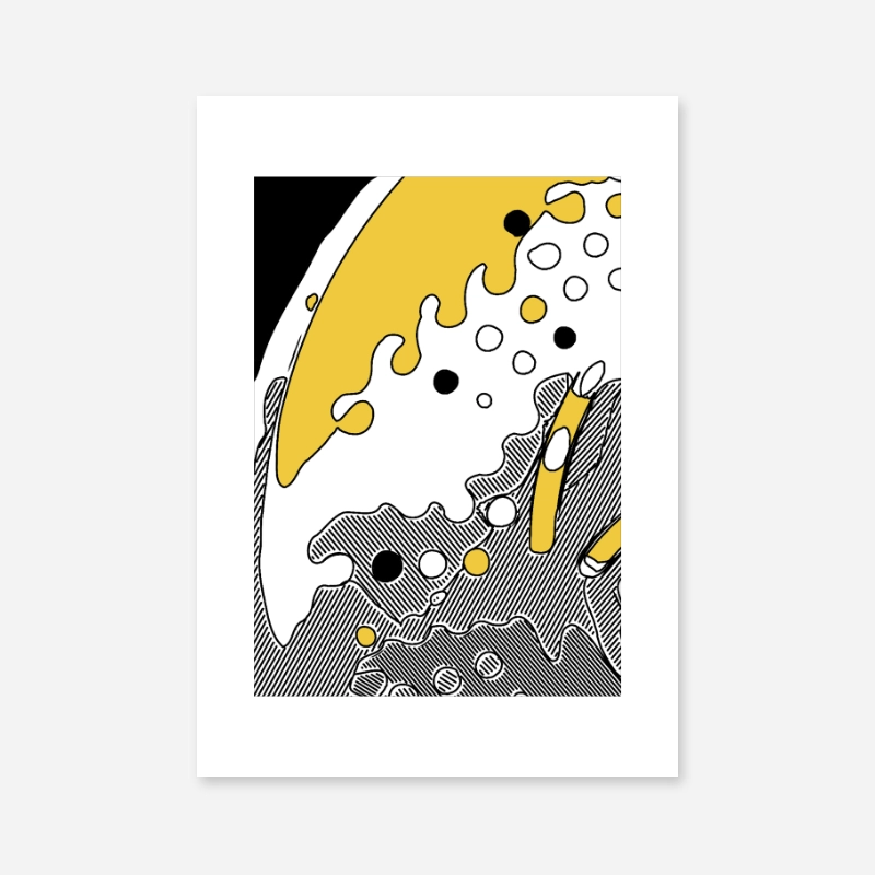 Minimalist black and yellow forms abstract free digital artwork to download and print at home 