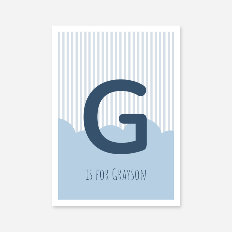 G is for Grayson blue nursery baby room free downloadable wall art print