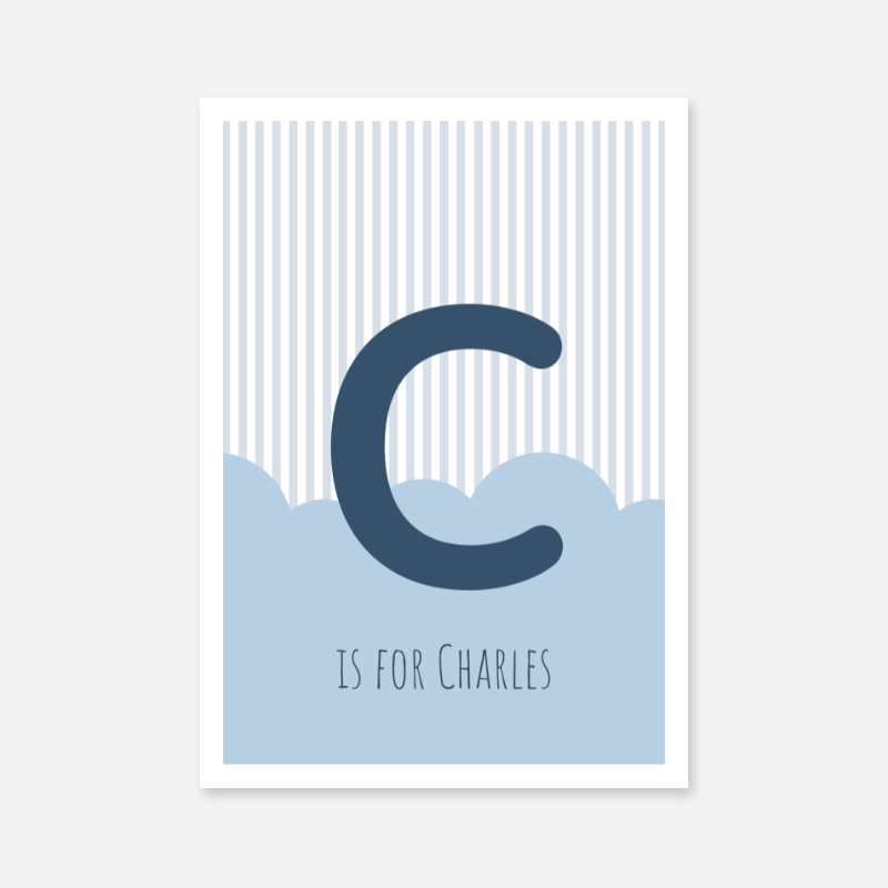 C is for Charles blue nursery baby room free downloadable wall art print