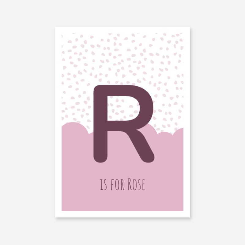 R is for Rose pink nursery baby room initial name print free downloadable wall art print