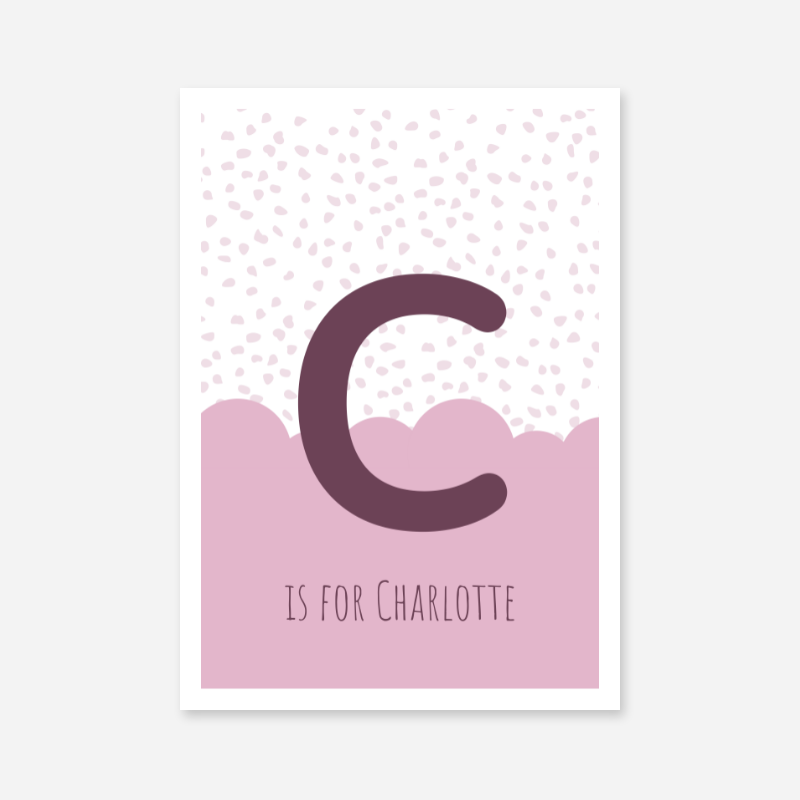 C is for Charlotte pink nursery baby room initial name print free downloadable wall art print