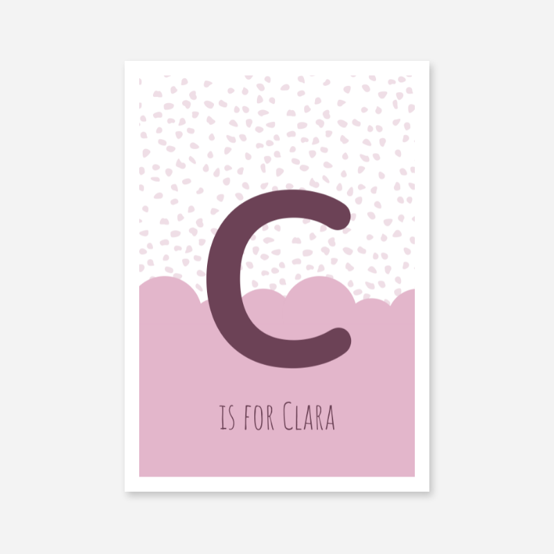 C is for Clara pink nursery baby room initial name print free downloadable wall art print