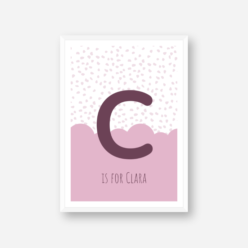 C is for Clara pink nursery baby room initial name print free downloadable wall art print