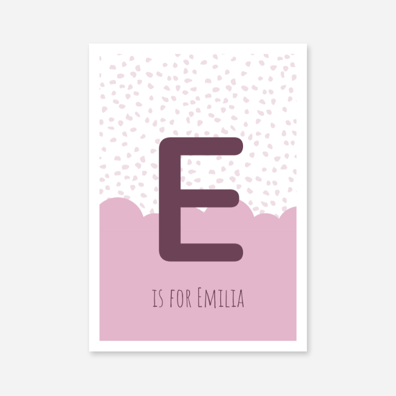 E is for Emilia pink nursery baby room initial name print free downloadable wall art print