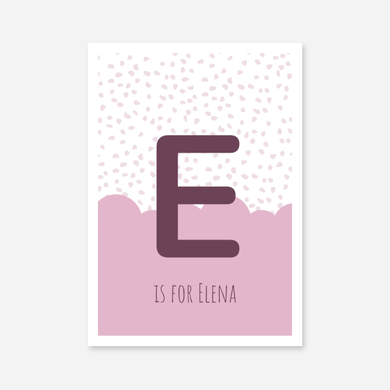 E is for Elena pink nursery baby room initial name print free downloadable wall art print