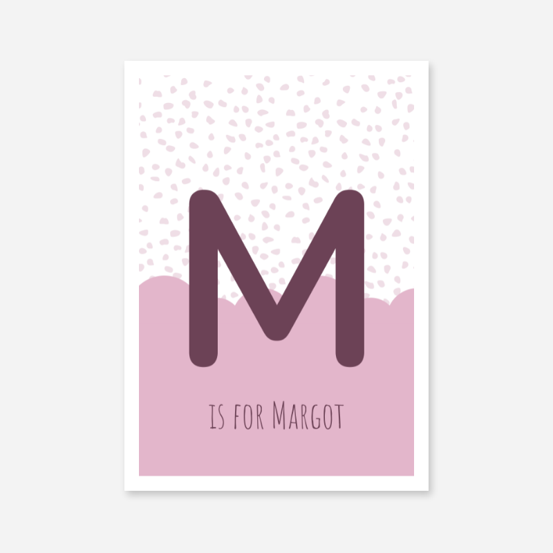 M is for Margot pink nursery baby room initial name print free downloadable wall art print
