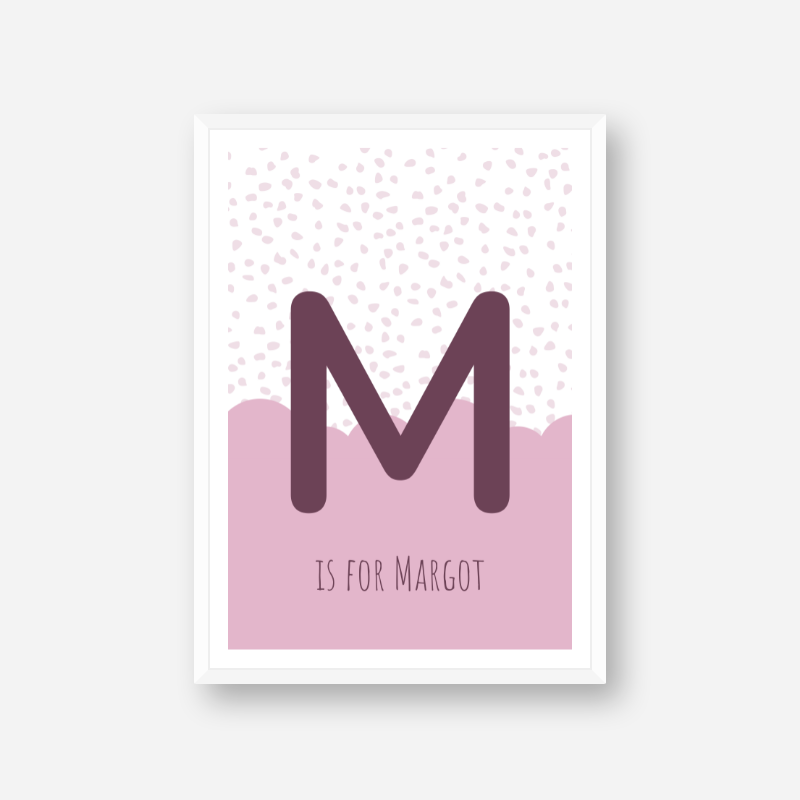 M is for Margot pink nursery baby room initial name print free downloadable wall art print