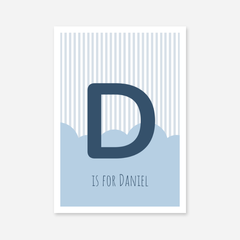 D is for Daniel blue nursery baby room initial name print free downloadable wall art print