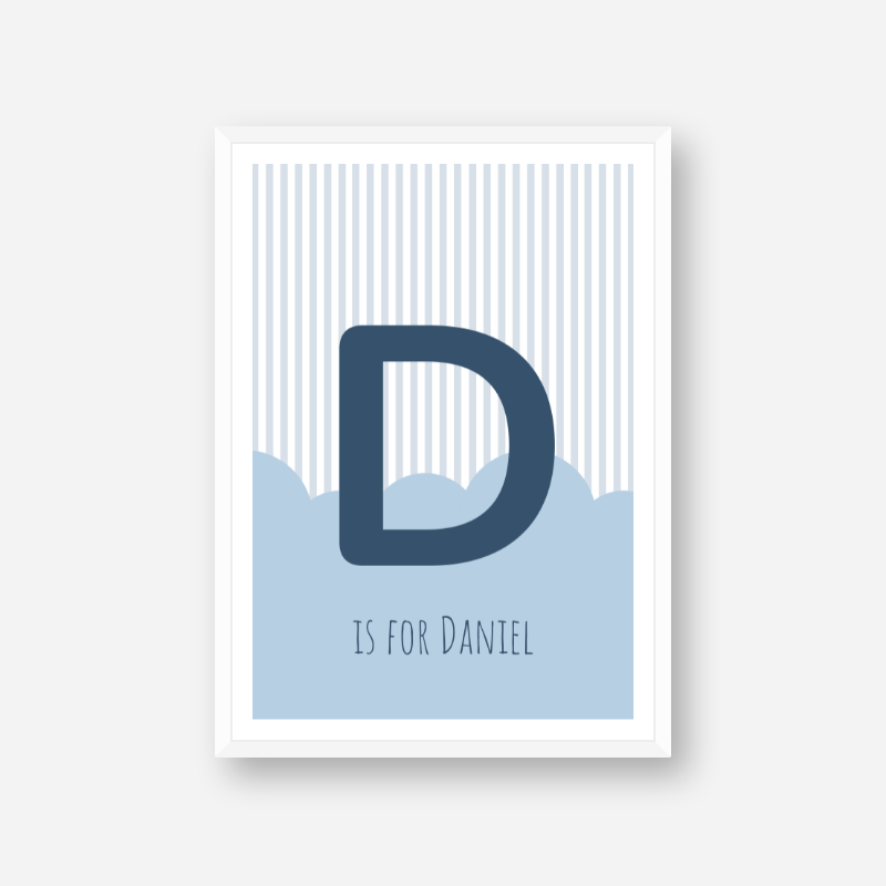 D is for Daniel blue nursery baby room initial name print free downloadable wall art print