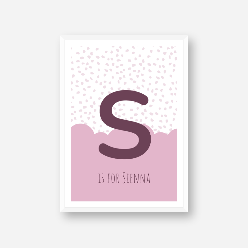 S is for Sienna pink nursery baby room initial name print free downloadable wall art print