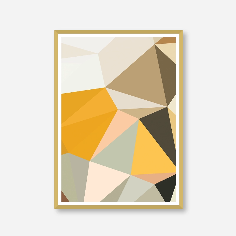 Brown, orange and green polygon geometric downloadable wall art, digital print