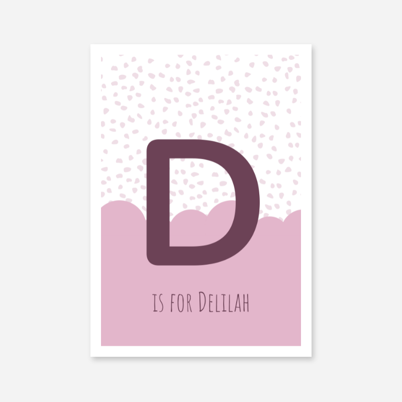 D is for Delilah pink nursery baby room initial name print free downloadable wall art print