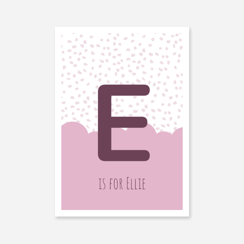 E is for Ellie pink nursery baby room initial name print free downloadable wall art print
