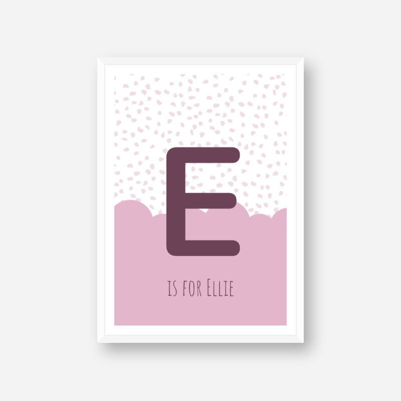 E is for Ellie pink nursery baby room initial name print free downloadable wall art print
