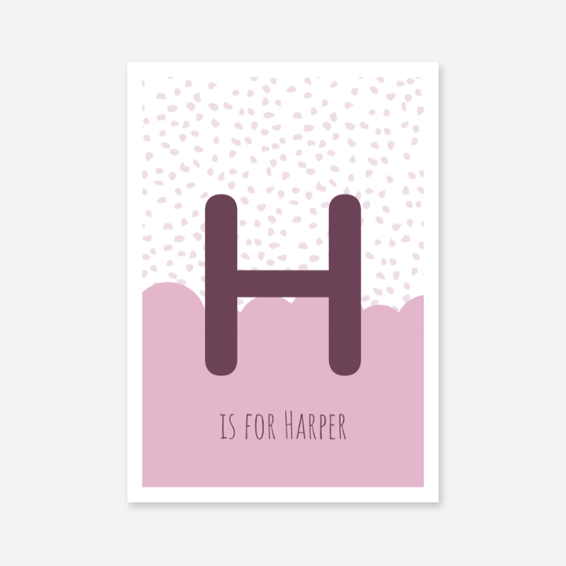 H is for Harper pink nursery baby room initial name print free downloadable wall art print