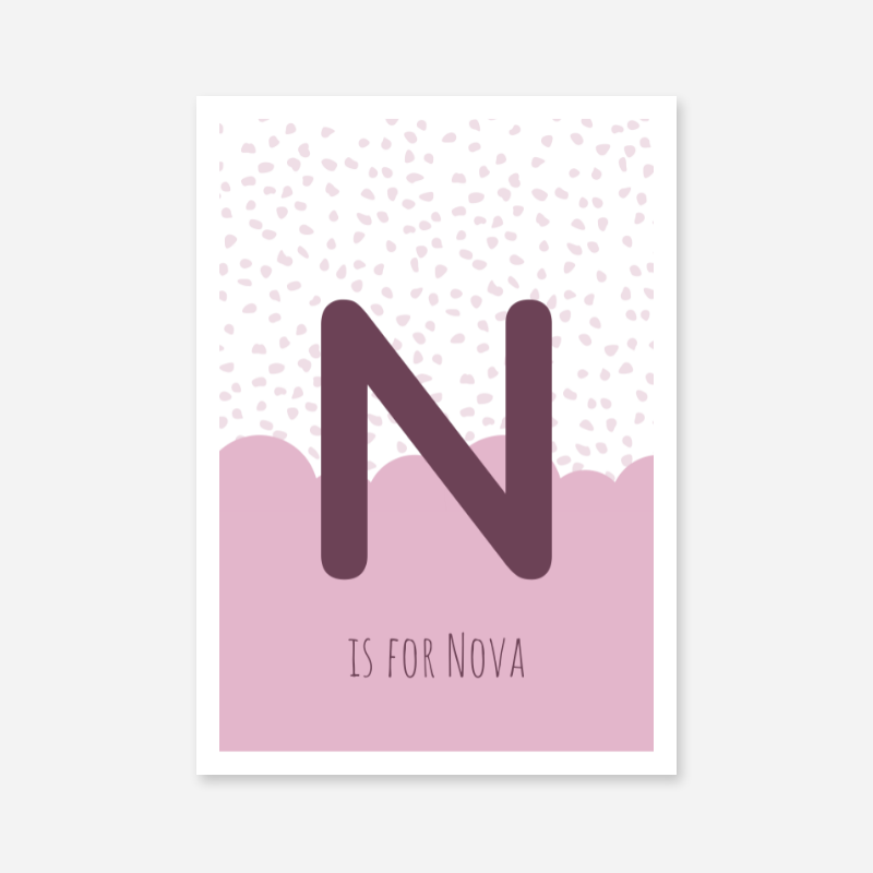 N is for Nova pink nursery baby room initial name print free downloadable wall art print