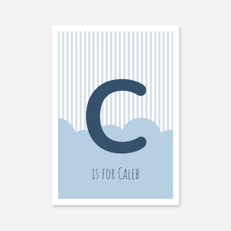 C is for Caleb blue nursery baby room initial name print free downloadable wall art print