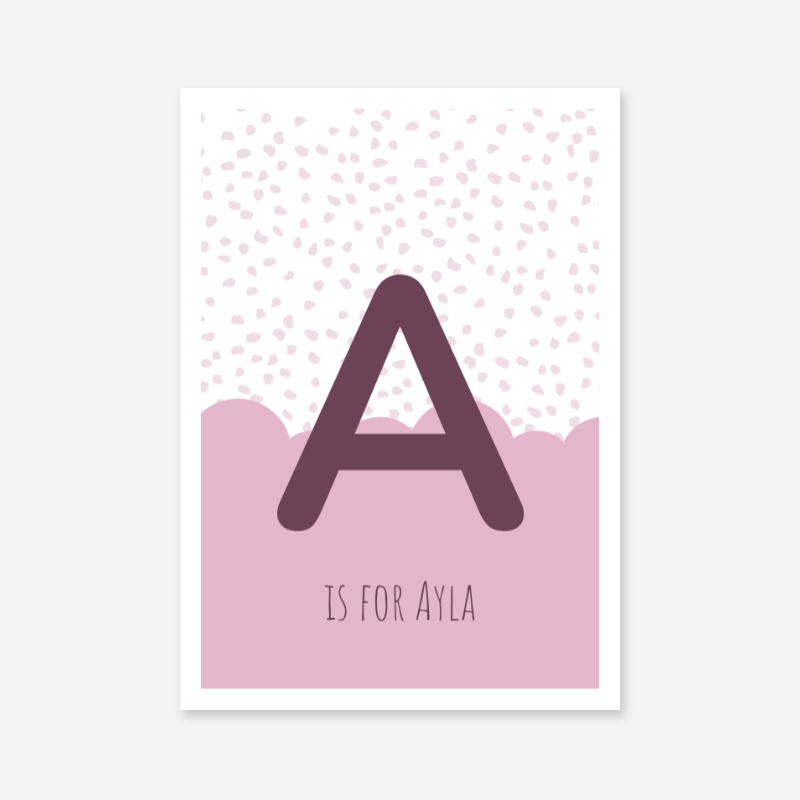 A is for Ayla pink nursery baby room initial name print free downloadable wall art print